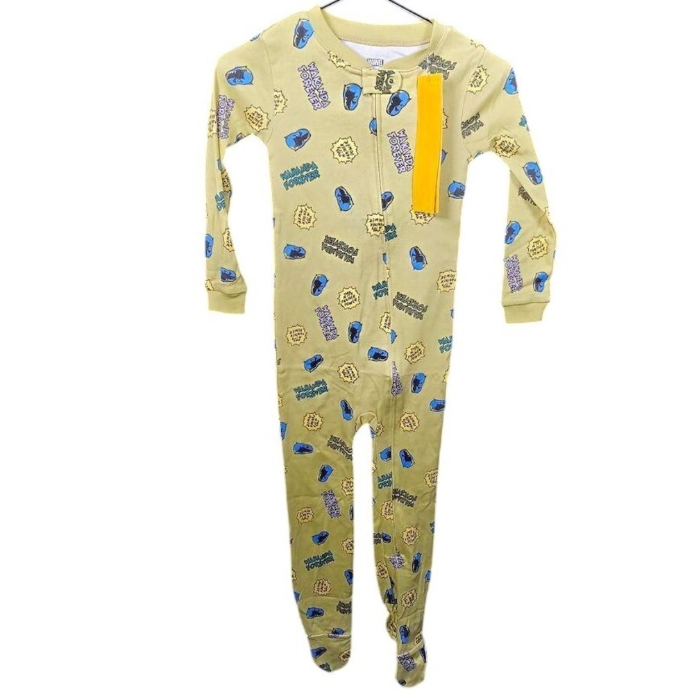 Marvel Black Panther Wakanda Forever Footed Pajamas 5T Green